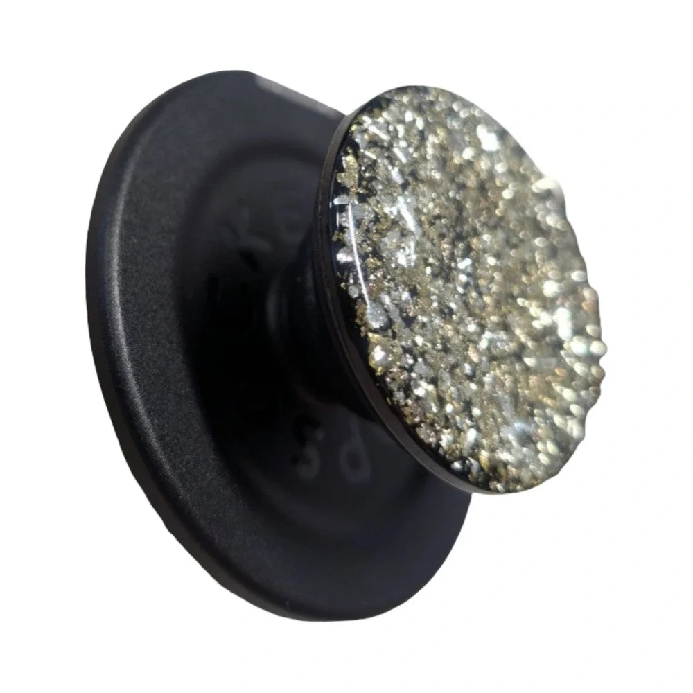 17-R PopSockets Magsafe Kick-out Phone Grip - Black Gold Glitter‎ (Referb) ⬇️